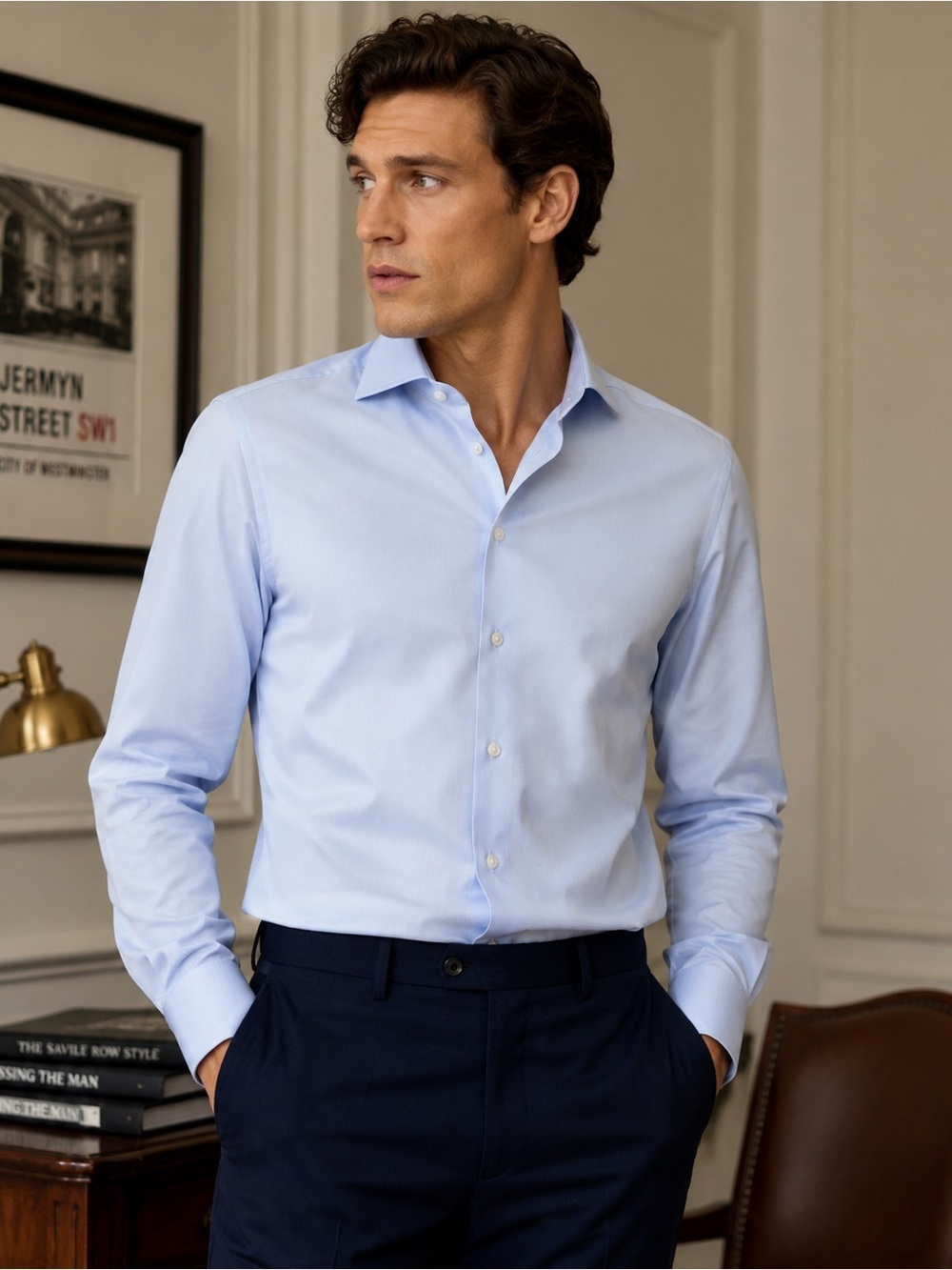 Thomas Pink Jermyn Street London Light Blue Dress Shirt 17 35 100% Cotton